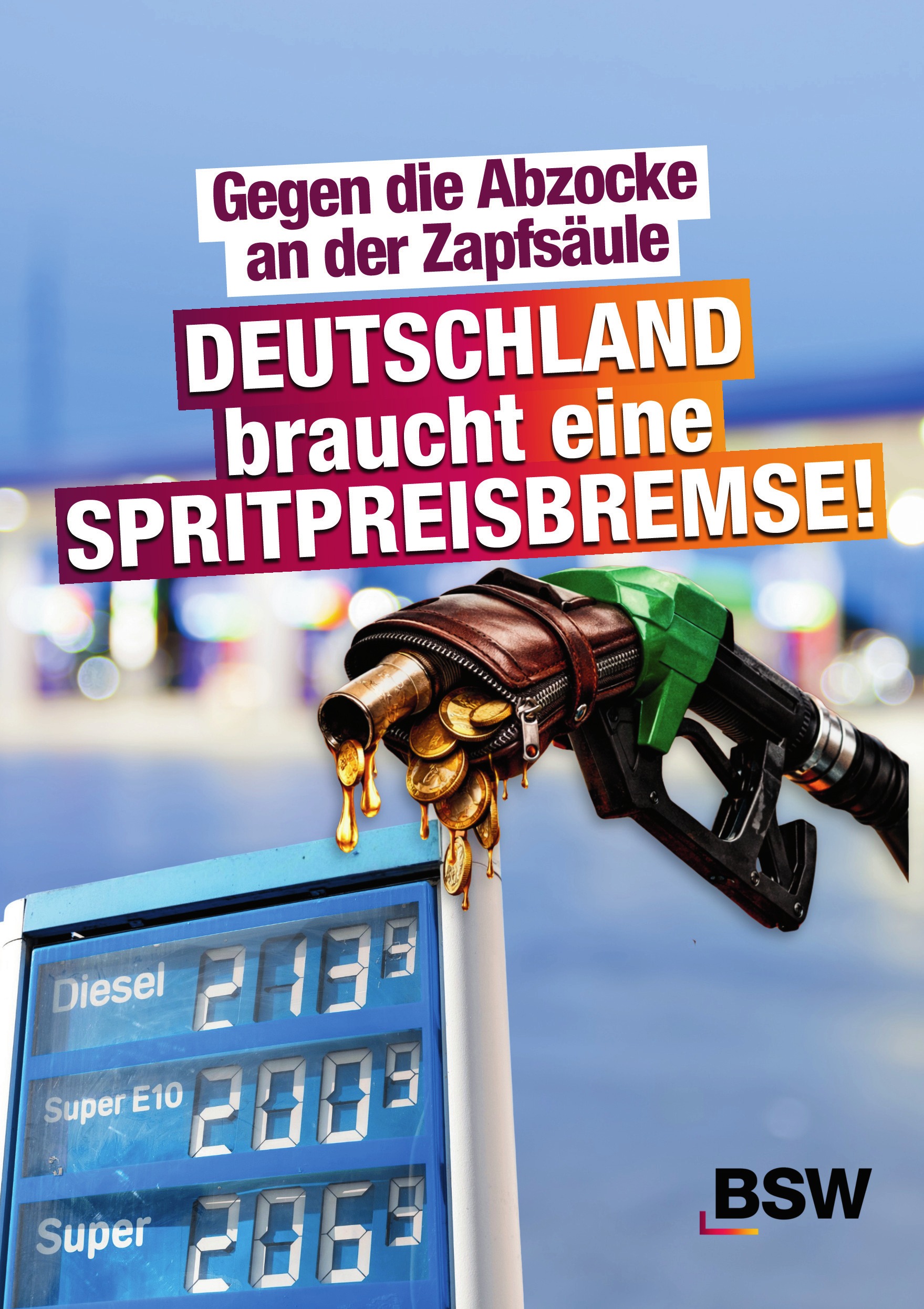 Flyer "Gegen die Abzocke an der Zapfsäule", Vorderseite