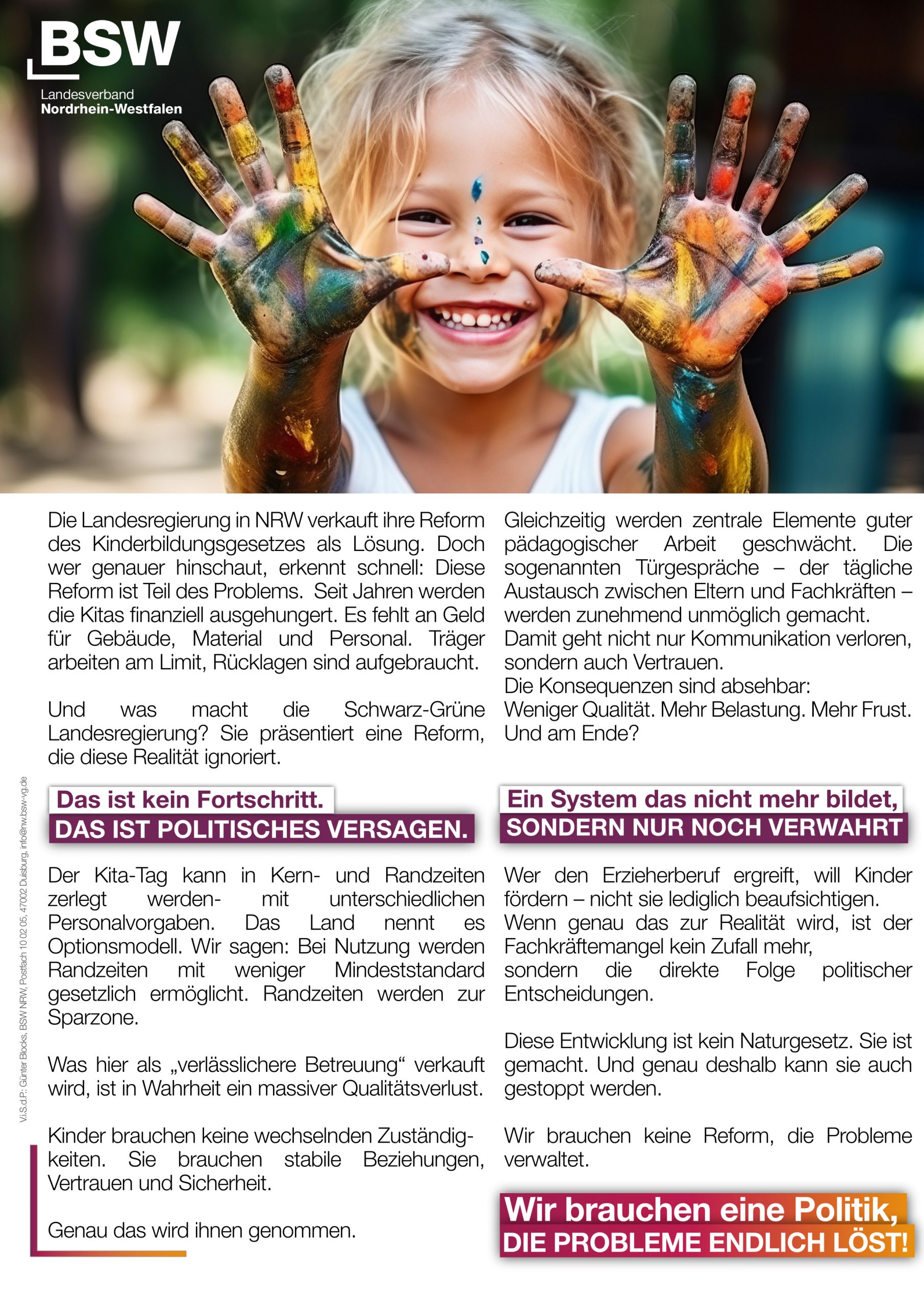 Flyer "Kita-Sterben", Rückseite