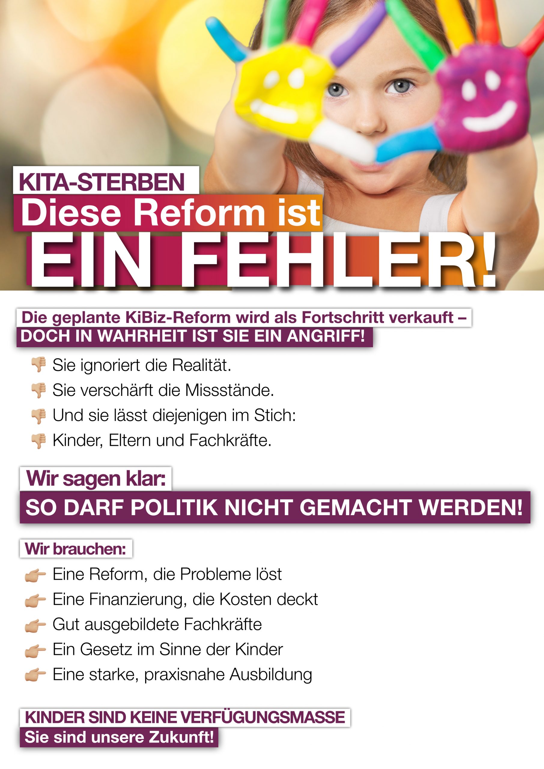 Flyer "Kita-Sterben", Vorderseite
