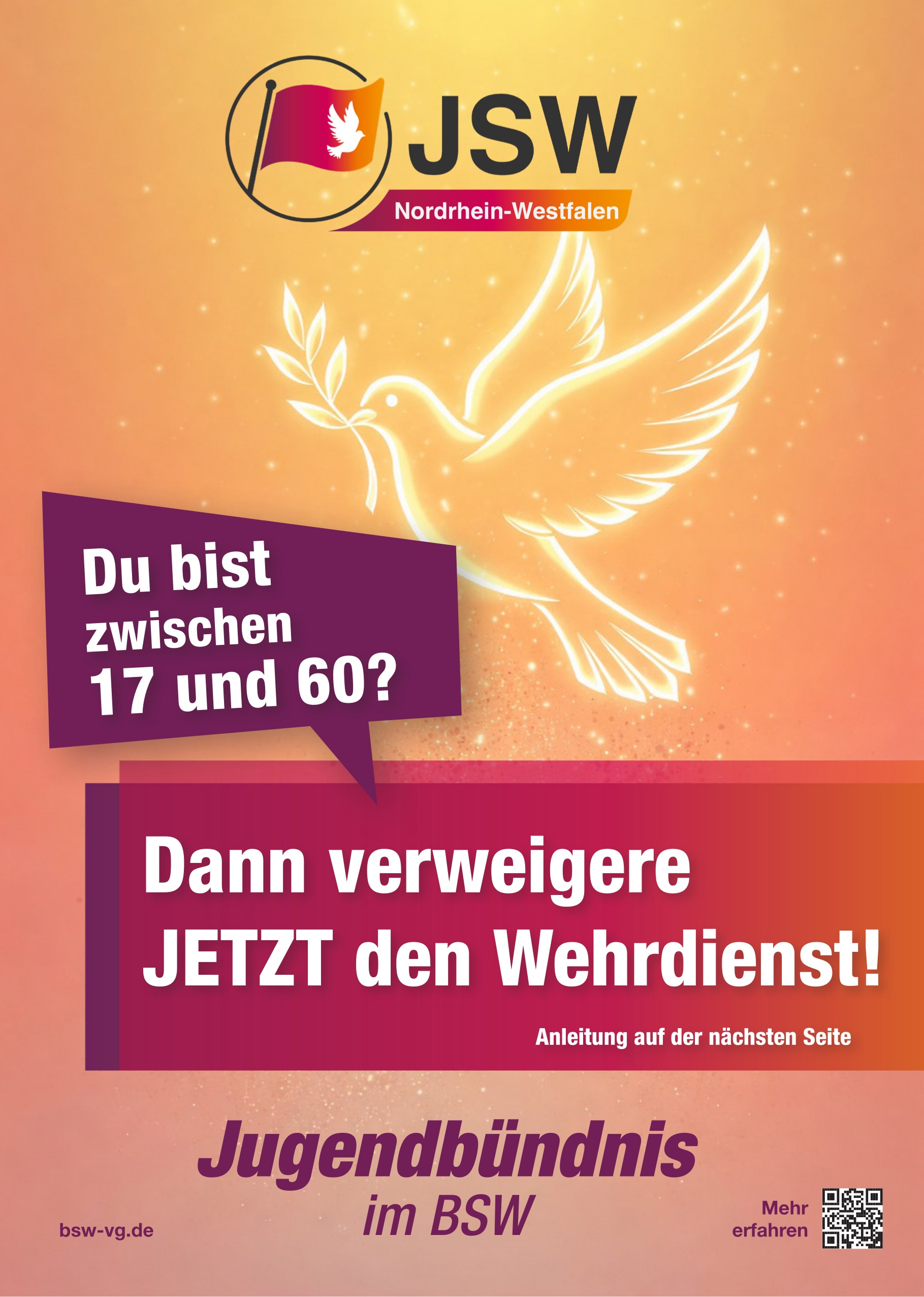 JSW NRW Flyer "Wehrdienstverweigerung", DIN A5, Vorderseite